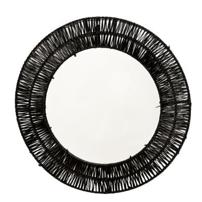 Miroir Tressé en Raphia Noir - 53cm