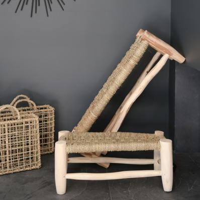 Petit Banc en bois brut et corde