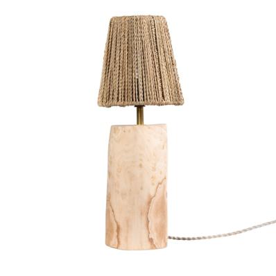 Lampe Artisanale en Noyer et Corde de Palmier