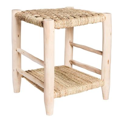 Tabouret Étagère en Bois et Corde