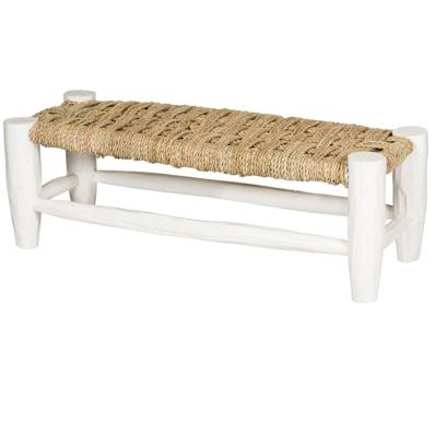 Petit Banc en bois peint en blanc