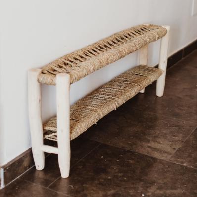 Banc Avec Rangement en Bois et Corde