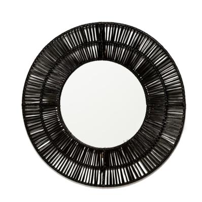 Miroir Tressé en Raphia Noir - 36cm