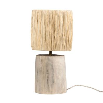 Lampe à Poser - Bois Noyer et Raphia