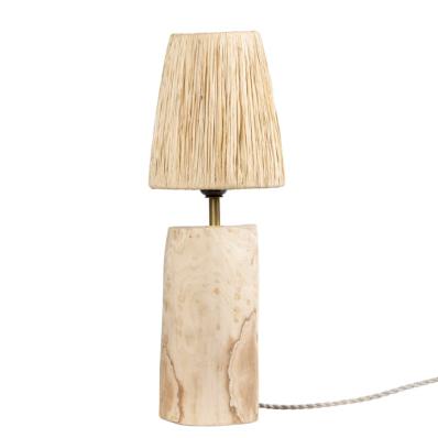 Lampe Artisanale en Noyer Tressée en Raphia